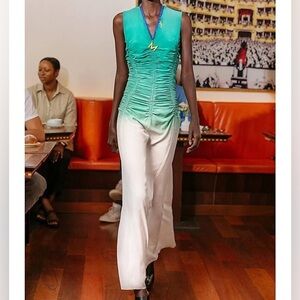 Marina Moscone Ruched Dip-Dyed Tea Dress